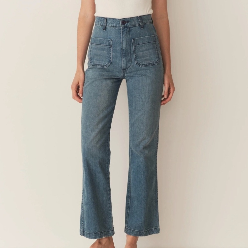 Doen High-Rise Medium Blue Straight-Leg Jeans